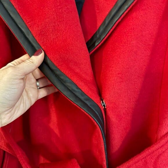 Calvin Klein bold red wool cashmere blend wrap peacoat size 10 - Picture 5 of 15